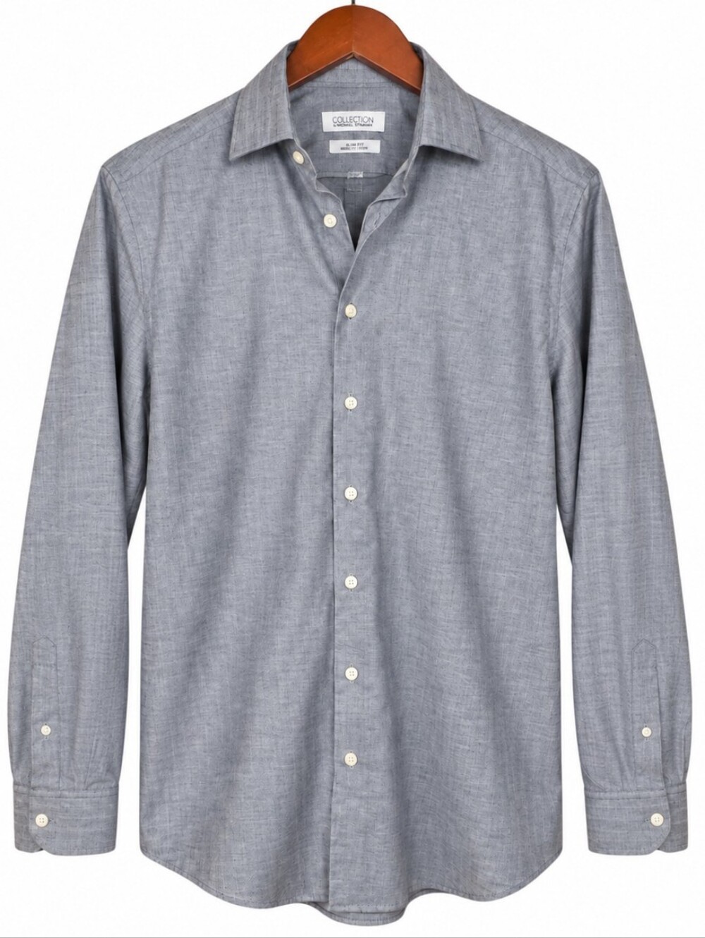 Michael Strahan Men’s 15.5 32/33 Gray Wrinkle Free Stretch Dress Shirt